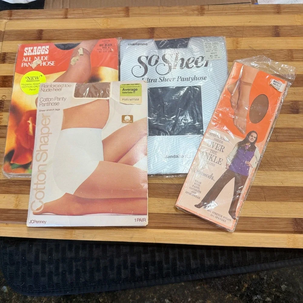 Vintage Pantyhose Lot Women Size A Average Multi NWT Retro Sheer Cotton Bundle